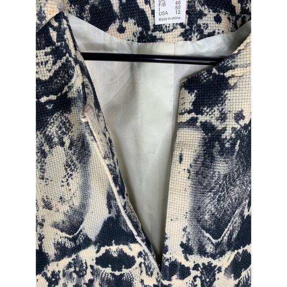Venus Womens Snake Print Blazer Jacket Size 12 Beige & Black Textured - Picture 5 of 7